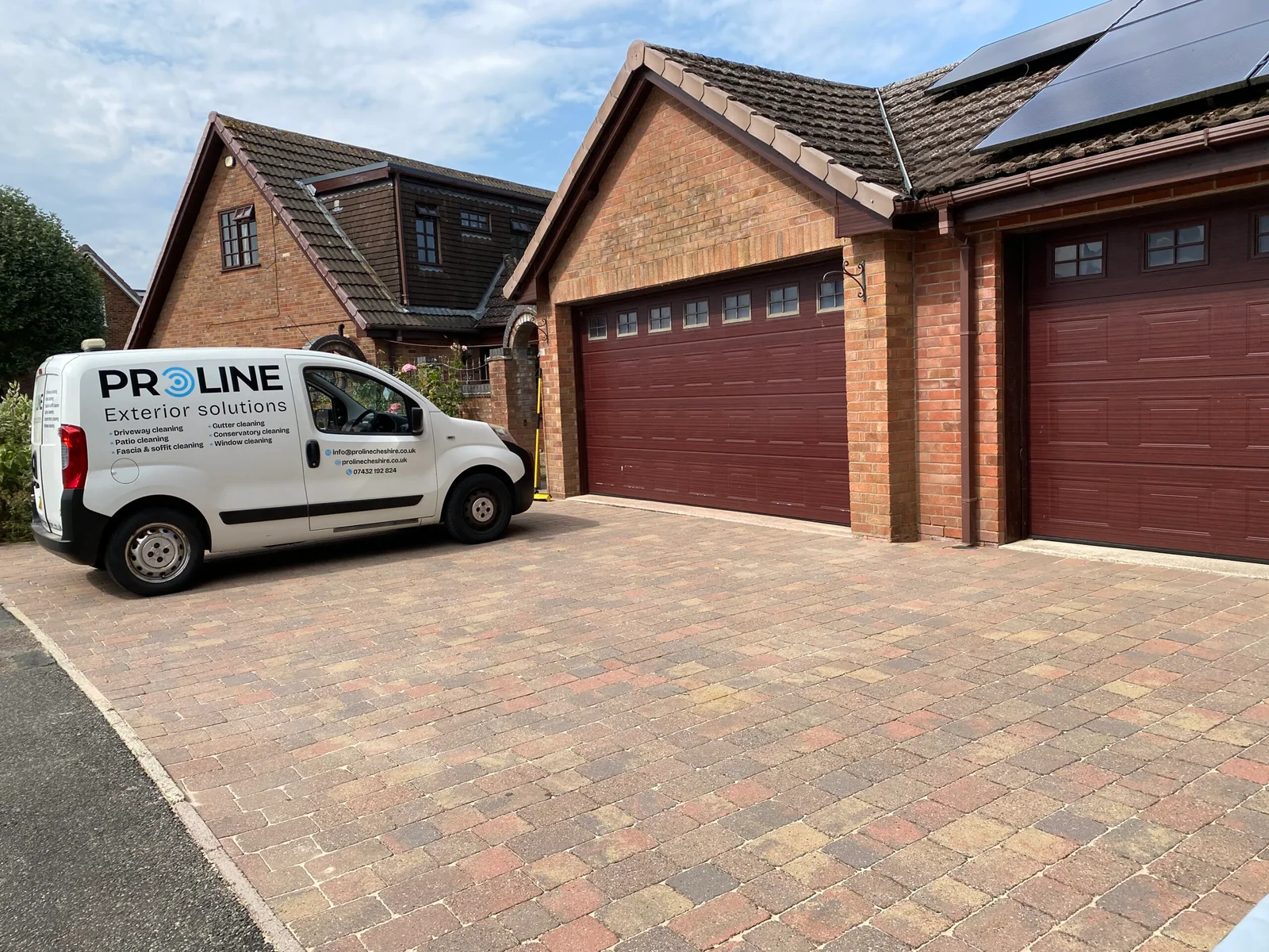 Proline Cheshire van on a driveway cleaning job in Crewe
