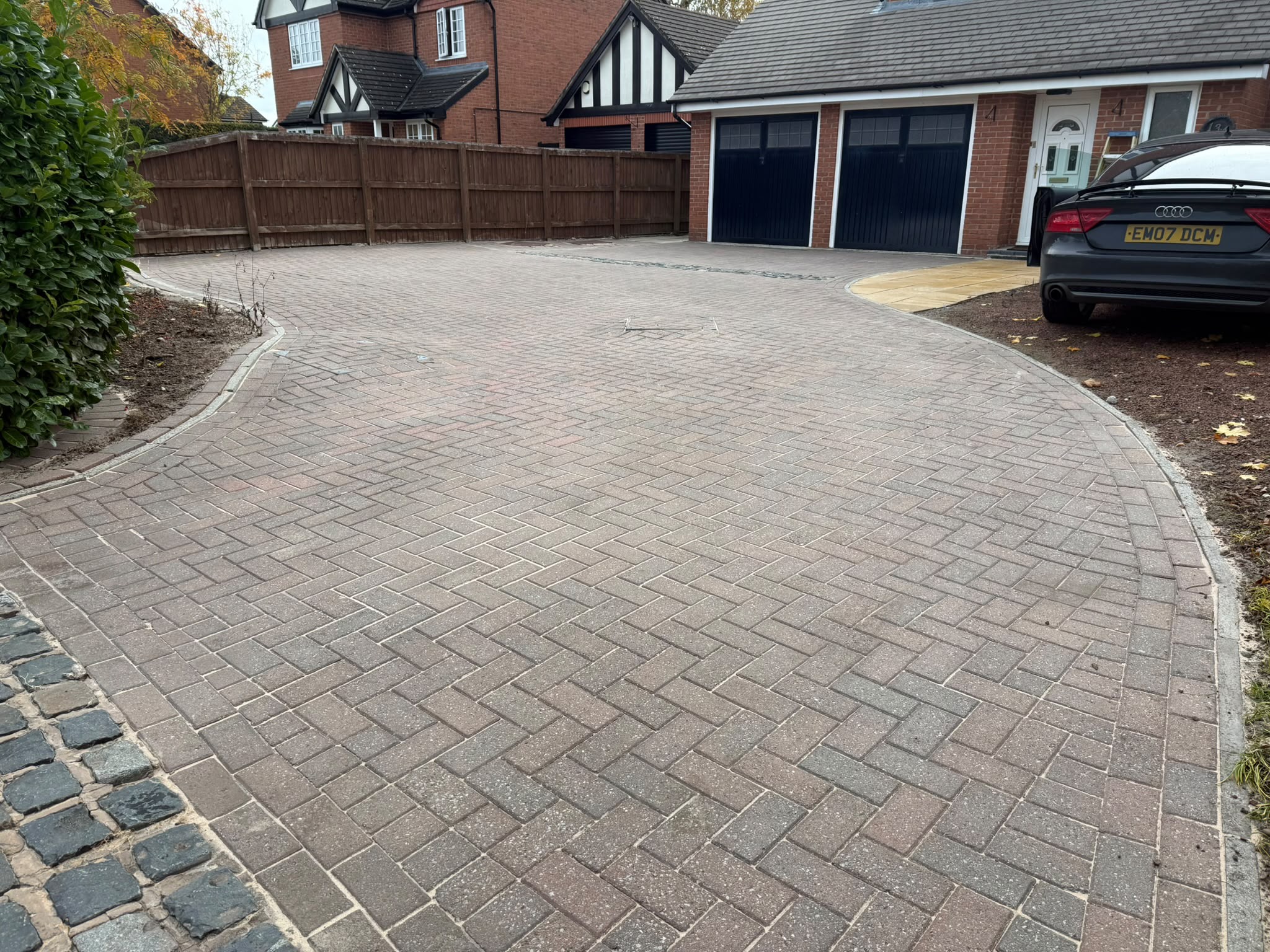 Block paving driveway cleaned in Crewe