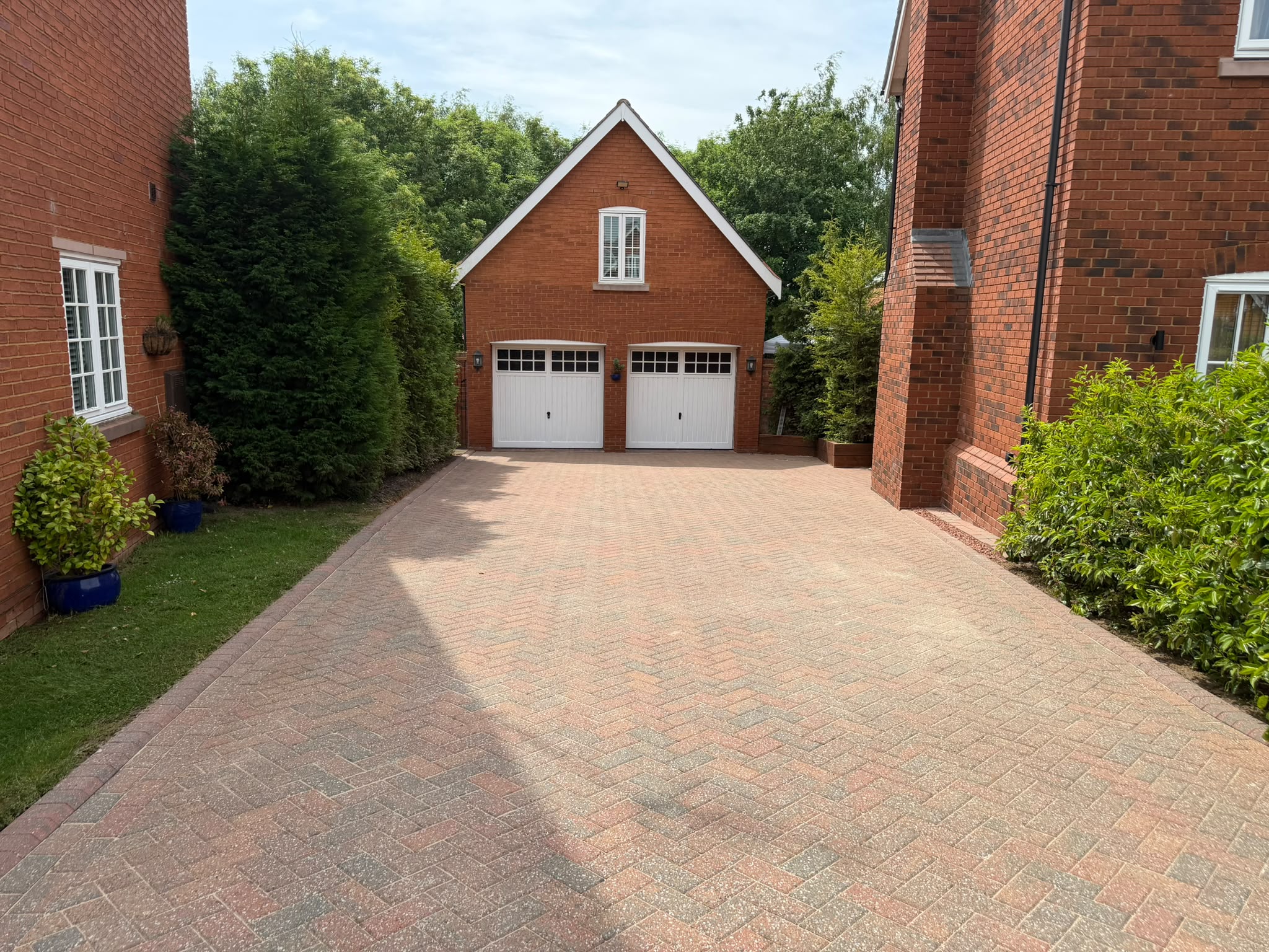 Driveway cleaned in front of double garage